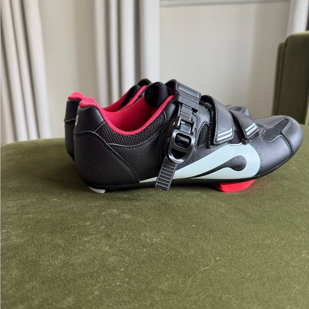 Peloton Black and white Cycling Shoes with red Accents